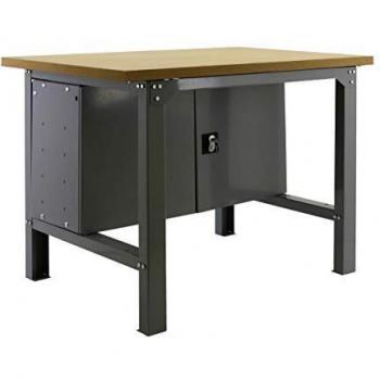 Banco de trabajo industrial con armario BT6 Simonwork Plywood Gris/Madera Simonrack 865x1500x750 mms - banco de trabajo resistente 800 Kgs de capacidad por estante