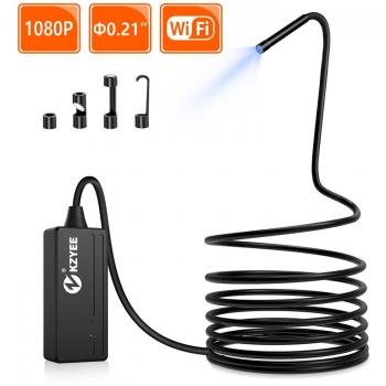KZYEE Wireless Endoscope Semi-Rigid WiFi Borescope Inspection Camera 2.0MP HD Snake Camera for Android/iOS Smartphone/iPhone/Samsung Tablet - 5M