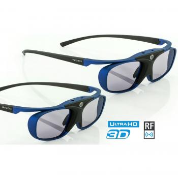 2x Hi-SHOCK® RF Pro Deep Heaven | Gafas 3D-RF para proyectores EPSON, JVC, SONY | comp con ELPGS03,EH-TW6600, EH-TW7200, EH-TW8100, EH-TW8200, EH-TW9100, EH-TW9200 [120 Hz | recargables | 32g]