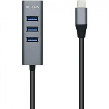 AISENS A109-0508 HUB USB 3.1 USB-C, USB-C/M-4xtipo A/H, gris, 15cm