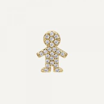 Pendiente Piercing The Child de Plata de Ley 925 con Baño de Oro 18K y Circonitas Blancas - Cierre Presión para Mujer