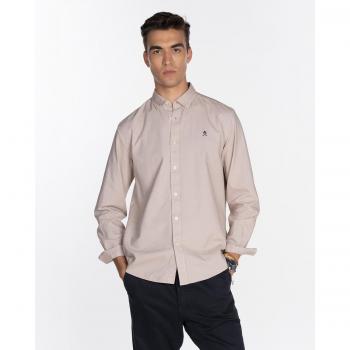 Camisa de algodón clásica para hombre lisa en color camel - Harper & Neyer