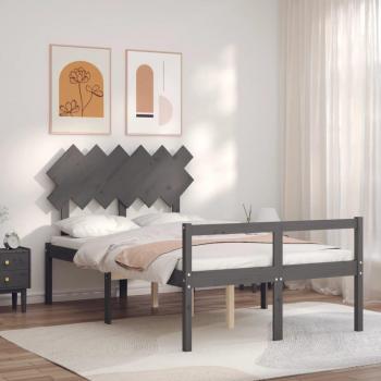 Cama para ancianos con cabecero gris 120x200 cm de madera maciza