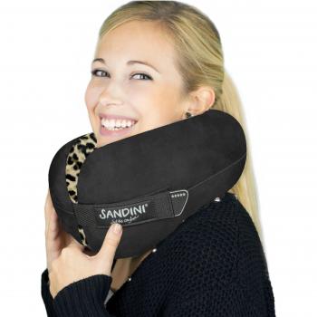SANDINI TravelFix Regular Size – Almohada de Viaje Premium con Cierre/Almohada Cervical con función de Soporte ergonómico – Bolsa de Transporte de fijación Gratuita