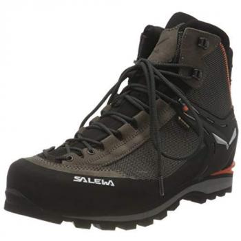 Salewa Botas de Alpinismo Crow Gore-Tex para Hombre, color negro, gris y naranja, tamaño 46, con material de cuero y tecnología GORE-TEX
