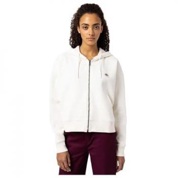 Dickies Sudadera Con Cremallera Oakport Blanco, 100% algodón, cierre de cremallera completo, diseño clásico, bolsillo frontal tipo canguro, puños y dobladillo acanalados