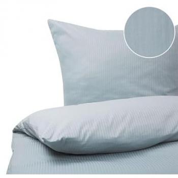 Conjunto de Funda de Edredón y Fundas de Almohada de Algodón Saten Rayado Gris Azul 155 x 220 cm Avondale