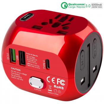 Milool adaptador enchufe adaptador de viaje enchufe universal carga rapida tres puertos 24a seguridad de doble fusibles para enchufes con euauasiausuk acerca de 150 paises zrojoz