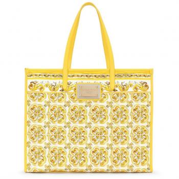 Dolce & Gabbana Women's Large Tote Bag in Yellow | Size UNI | BB2274AP026HG3OB - Canary Yellow Majolica Print Leather Bag