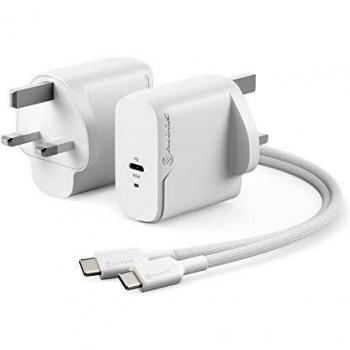 Cargador Rápido ALOGIC 65W GaN con Cable USB-C de 2m, Compatible con MacBook, iPad, iPhone y Android