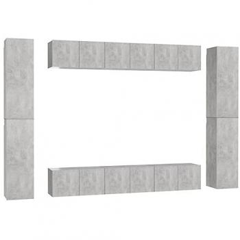 Set de Muebles para TV 10 Piezas en Gris Hormigón de Madera Ingenierizada