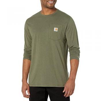 Camisa de manga larga Carhartt Force Flex Pocket para hombre, color verde, talla 2XL, ajuste relajado y peso medio