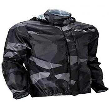 Acerbis Chubasquero X-Dry Camuflaje Negro - Chaqueta de lluvia, color negro con camuflaje, material impermeable, diseño ligero y transpirable, talla S