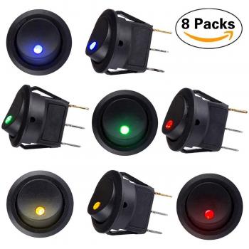 Sunerly - 8 interruptores de encendido/apagado automático con interruptor SPST, con 4 luces LED de 4 colores para coche, barco, camión, remolque. CC de 12 V y 20 A.