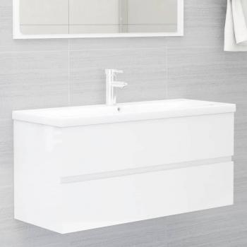 Mueble con lavabo de madera de ingeniería blanco brillante Día y Noche