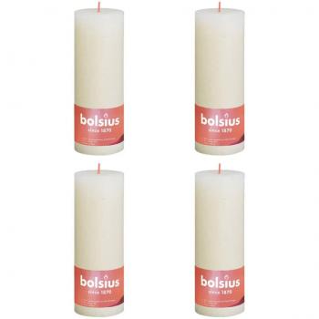 Bolsius Velas Columna Rústicas Shine 4 Piezas 190x68mm Perla Delicada