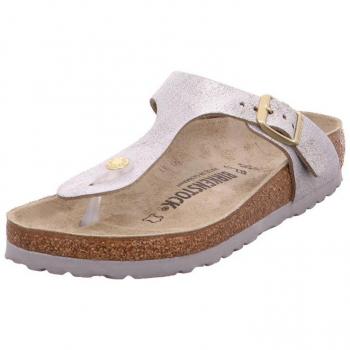 Birkenstock Gizeh Womens Grey Leather Thongs, 35 M EU