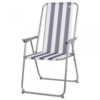 Silla Plegable de Camping Antivuelco Rayas Marineras de Aluminio 44x44x88 cm