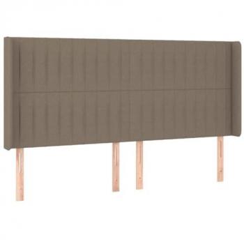 Cabecero con orejas de tela gris taupe 163x16x118/128 cm