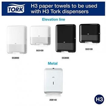 Tork 100278 Toallas de mano de papel extra suaves Tork Advanced / Toallas premium plegadas en V, compatibles con el sistema Tork H3, blanco radiante