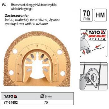 Cuchilla reemplazable de carburo para herramienta multifuncional Yato YT-34682, 70mm, color Oro/Amarillo