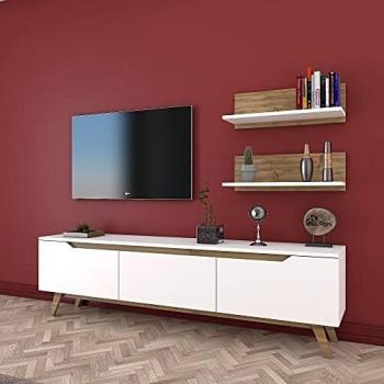 WoodenArt M48-1051 - Unidad de TV, color blanco nogal