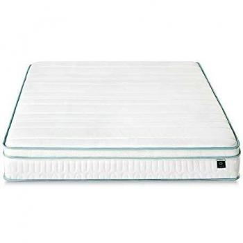 Colchón híbrido de muelles y espuma viscolástica ZINUS | Colchón de muelles eurotop | Espuma infusionada con té verde | 135 x 190 cm | Altura 20 cm | Colchón en caja | Certificación OEKO-TEX