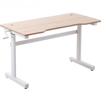 Vinsetto Escritorio de Pie con Altura Ajustable Manual 120x60x72-117 cm con Manivela, Mesa para Ordenador Estudio Oficina, Carga 150 kg, Natural/Blanco/Madera