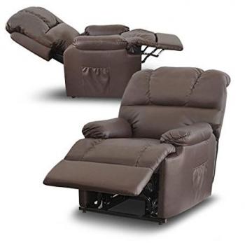 Deluxe - Sillón Relax Masaje Reclinable - Calor Lumbar - 8 Motores De Vibración - Máxima Calidad - Marrón Chocolate