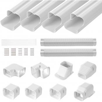 Vevor Mini Split Line Set Cover - 3 in. W x 17.6 ft. L PVC Decorative Pipe Cover for Air Conditioner, Paintable