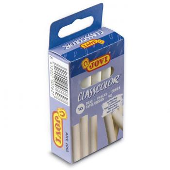 Jovi ClassColor - Paquete de 10 Tizas Blancas Antipolvo, Redondas