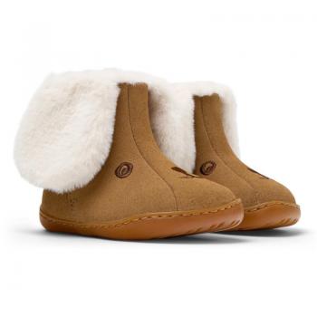 Camper Peu Cami Twins - Brown Leather Ankle Boots for First Walkers, Size 26