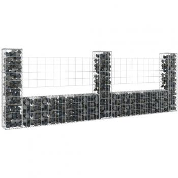 vidaXL U-shape Gabion Basket with 3 Posts Iron 260x20x100 cm