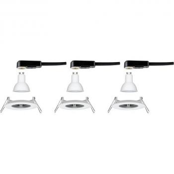 Set de 3 Focos Empotrables LED Nova, IP44, Rígidos, 230V, Incluye 3x GU10 6.5W 4000K 450lm 36°, Blanco Mate