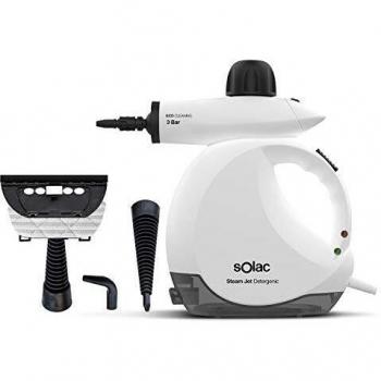 Solac - Limpiador a Vapor de Mano Steam Jet 1200W| Vaporeta 3 Bar |30g/min| 175ml con deposito gel hidroalcohólico
