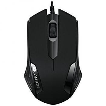 CANYON CMS02B Ratones ópticos con conexión de cable, 3 botones, DPI 1000, PC profesional para computadora portátil de negocios Ratón de escritorio, negro, compatible con cualquier dispositivo USB