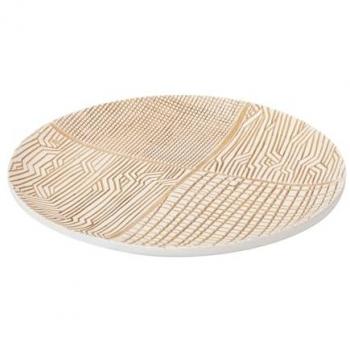 Espejo Decorativo de Centro en Resina Blanco y Marrón - 29x29x4 cm, Complemento Ideal para el Hogar