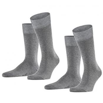 Falke Happy Men's Crew Socks 2-Pack - Light Gray, Size 47-50