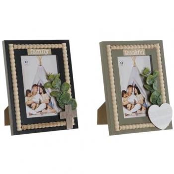 Marco de Fotos Escandinavo Home ESPRIT Negro Verde Natural Madera MDF 16 x 2 x 21 cm (Pack de 2)