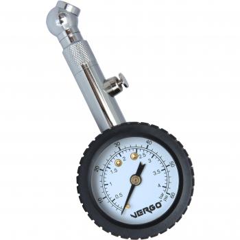 VERGO Medidor de Presión Manómetro Neumáticos - Pantalla de 1.5 Pulgadas - Unidades de Medida doble 0-60 PSI/ 0-4 Bar - 360 Grados Rotacion - por Auto Coche Moto - No Requiere Baterías - Facil de Usar