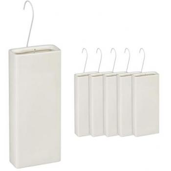 Set de 6 Humidificadores para Radiador de Cerámica Colgantes, Vaporizador Ambiental, 20x9x4cm, Color Crema - Relaxdays