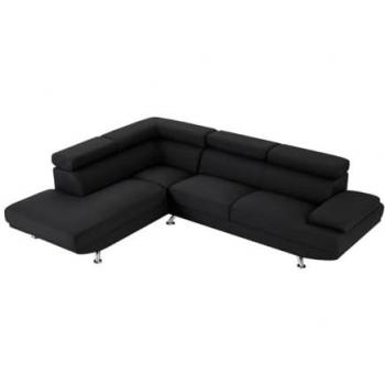 Sofá rinconero XL de tela ROMAIN - Negro - Ángulo izquierdo
