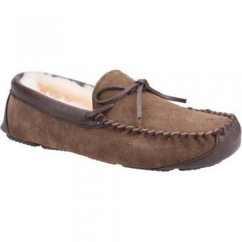 Cotswold Mens Northwood Suede Moccasin Slippers - Grey - Size UK 10