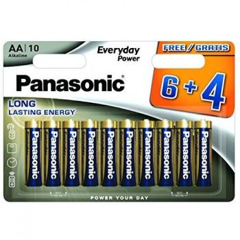 Panasonic Everyday Power - Multipack 6+4 Pilas alcalinas AA LR6, Color Rojo