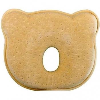 Happy cherry - Almohada Bebés Prevenvir Contra Cabeza Plana de Espuma de Memoria de Pillow baby Contra Deformación Posterior de Cabeza vértebras cervicales de Espuma Viscoelástica - Oso - Beige