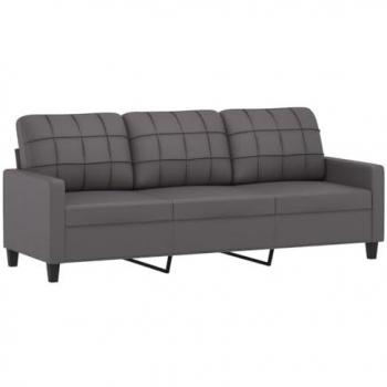 Sofá de 3 plazas de cuero sintético gris 180 cm Vidaxl