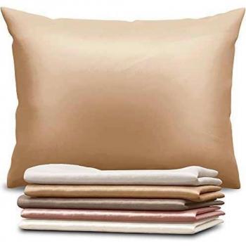 1x Funda de Almohada Seda 50x70cm, Gris Topo, 19 Momme - 100% Seda de Morera Doble Lado - Vendido por Unidad - Fundas Cojines con Beneficios para el Pelo y la Piel - Antiarrugas - Antiacaros