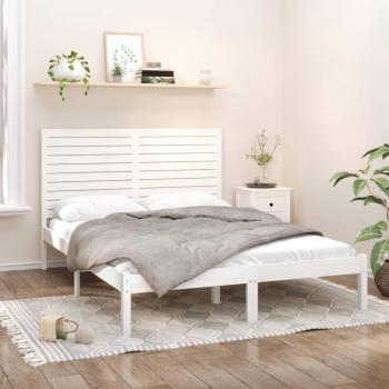 Cama King Size de madera maciza blanca 150x200 cm