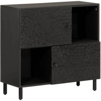 Aparador de madera maciza de mango negro 80x33x75 cm - Mueble de Almacenaje para Salón, Buffet, Armario Auxiliar, Armario de Almacenamiento