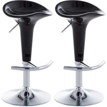 vidaXL 2X Taburetes de Bar Plástico Negro Sillas Altas Comedor Cocina Barra